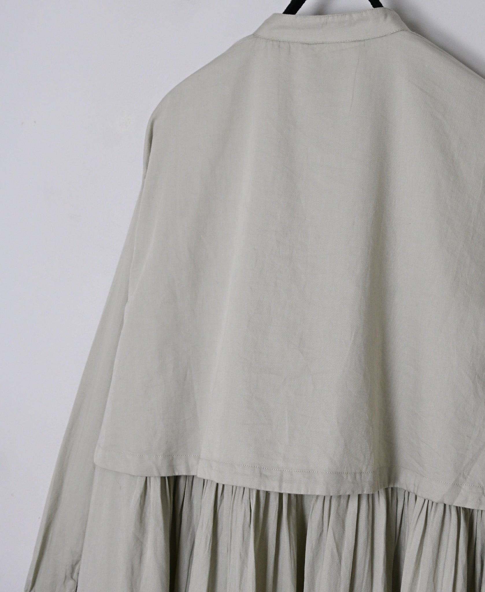 NSL26562 COTTON SATIN PLAIN BANDED COLLAR LAYERED DRESS