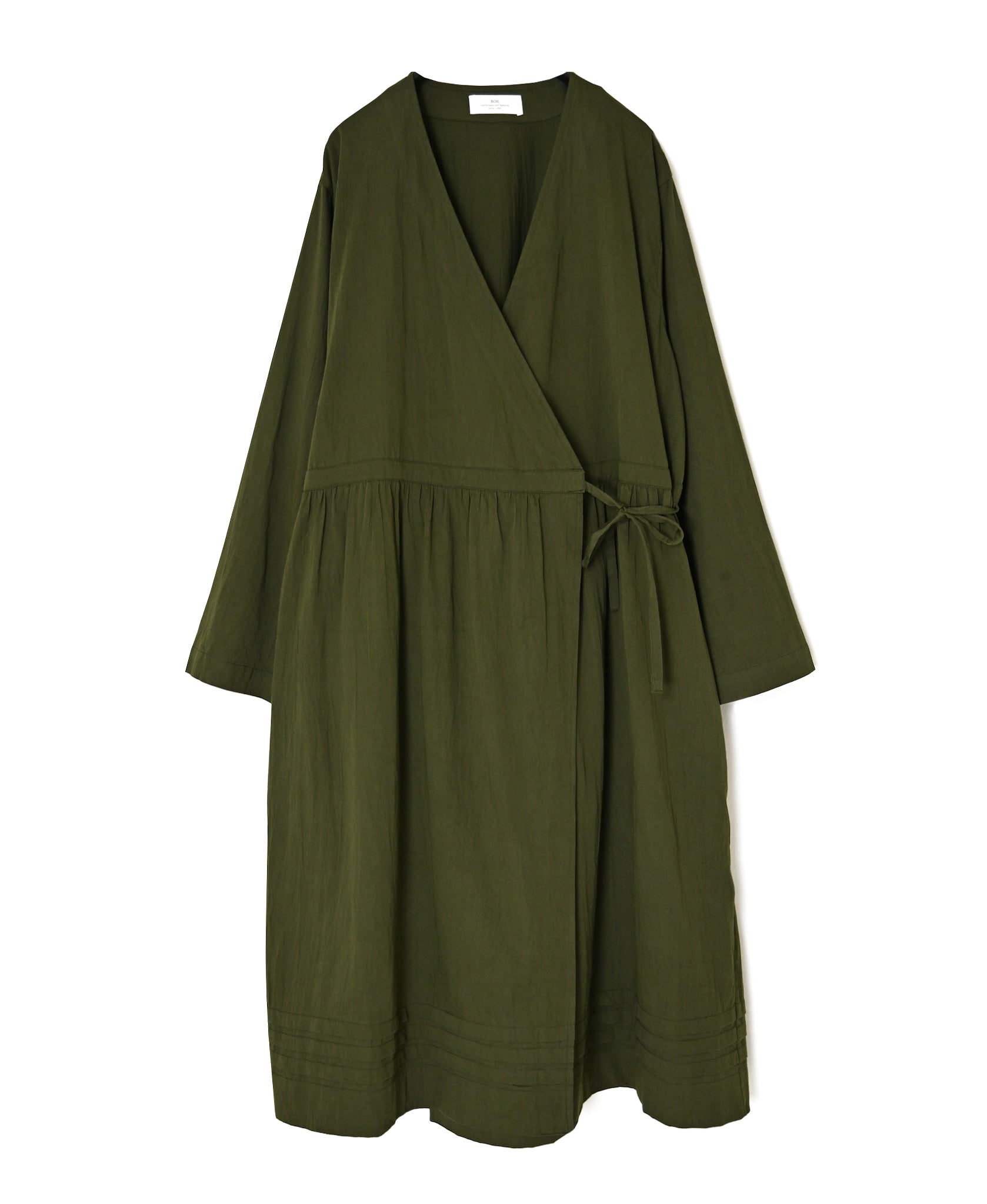 NSL26563 COTTON SATIN PLAIN CACHE COEUR DRESS WITH PLEATS