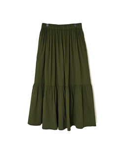 NSL26564 COTTON SATIN PLAIN TIERED GATHER SKIRT