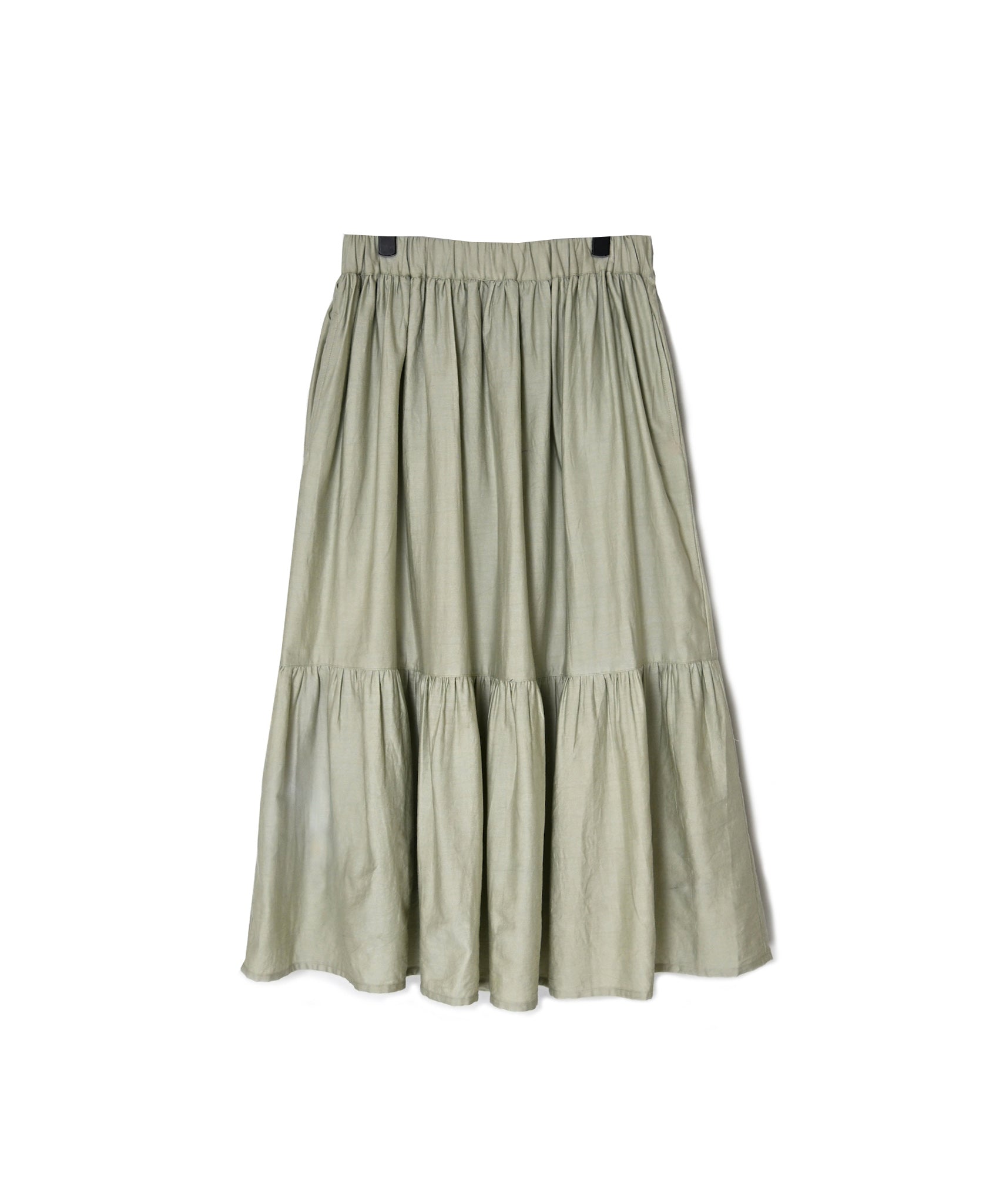NSL26564 COTTON SATIN PLAIN TIERED GATHER SKIRT