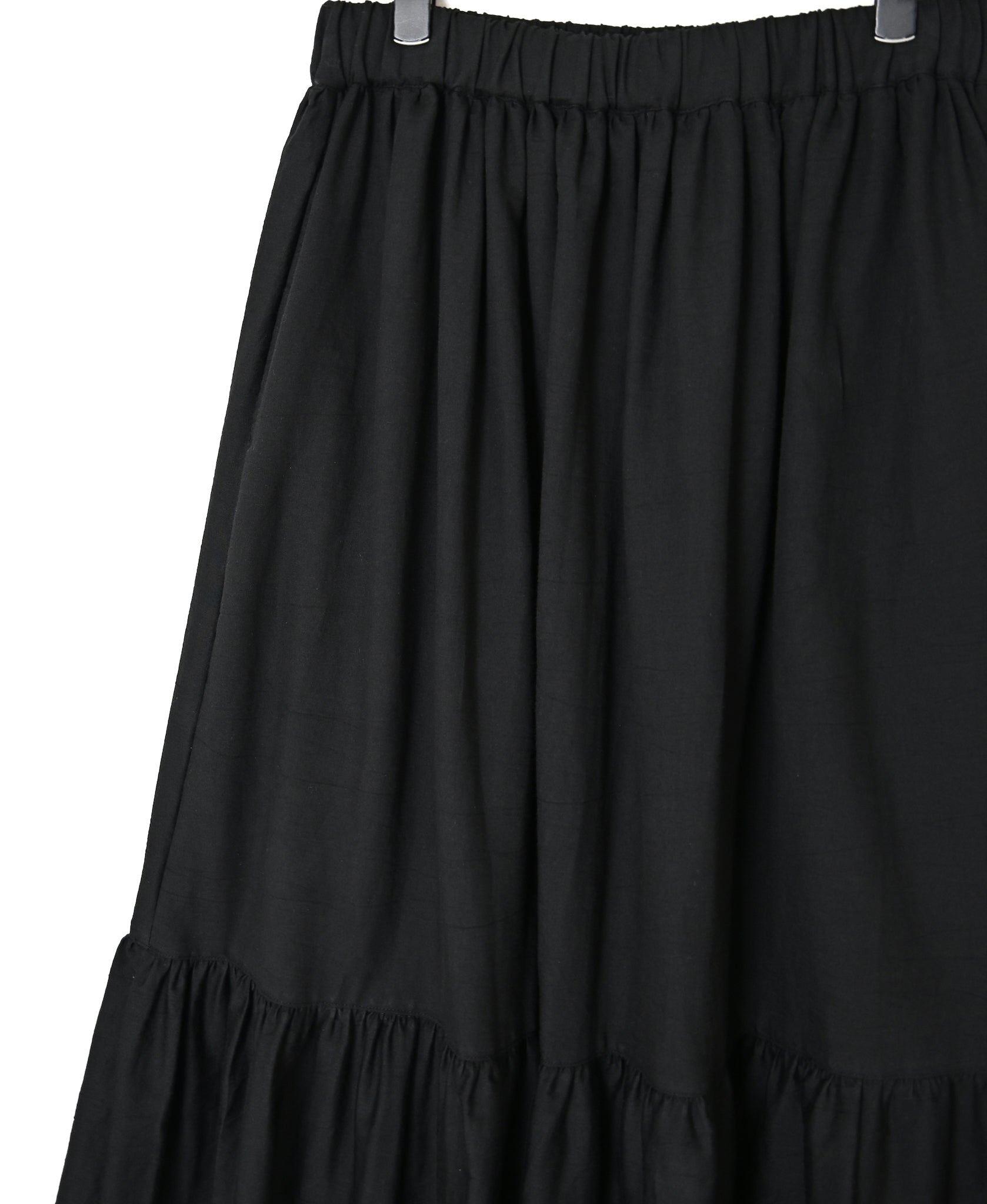 NSL26564 COTTON SATIN PLAIN TIERED GATHER SKIRT