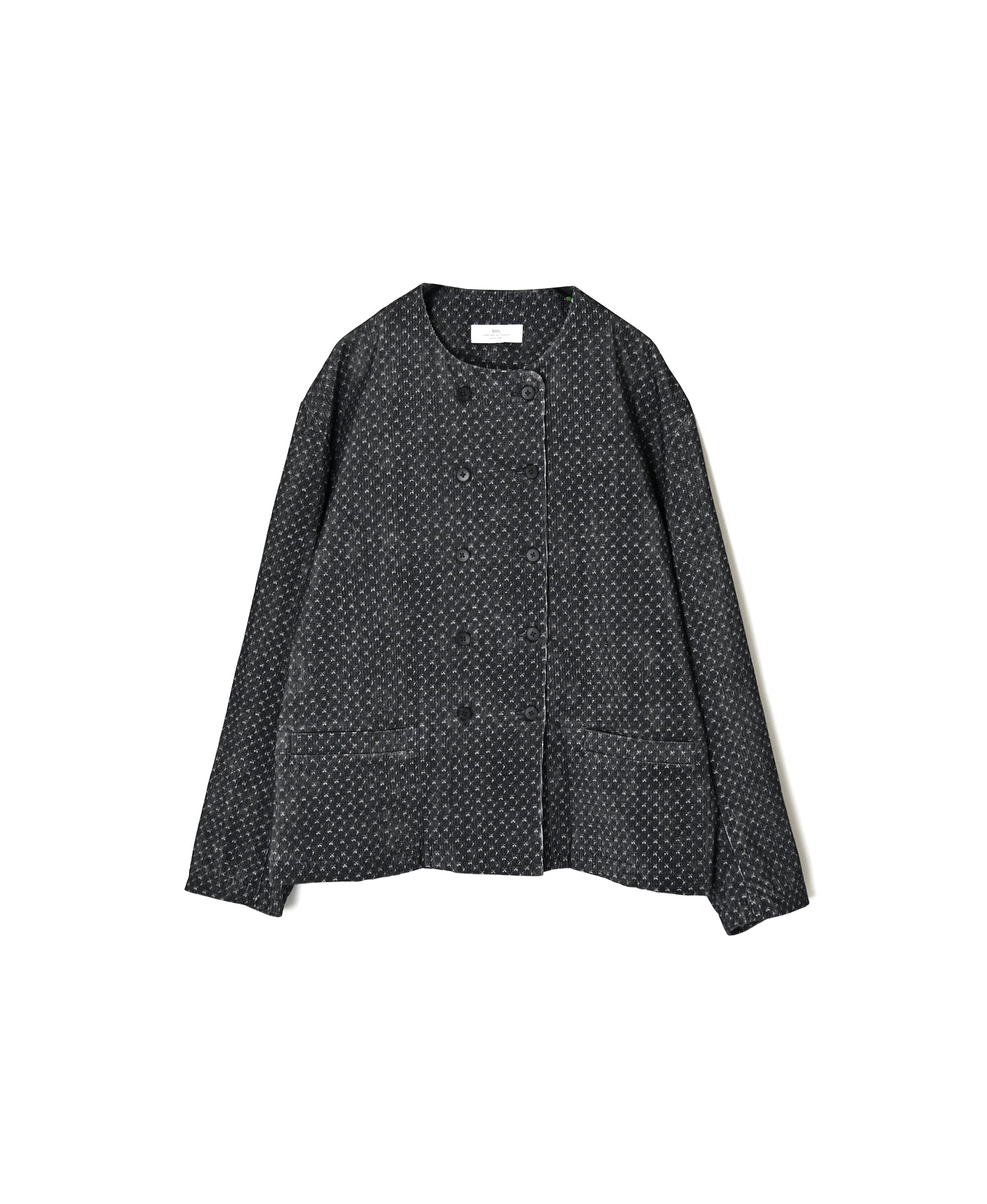 NSL26581 MINI CORDUROY CROSSHATCH PRINT NO COLLAR DOUBLE JACKET
