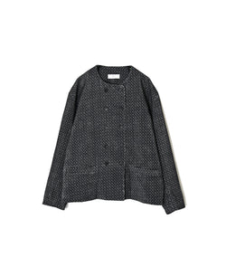 NSL26581 MINI CORDUROY CROSSHATCH PRINT NO COLLAR DOUBLE JACKET