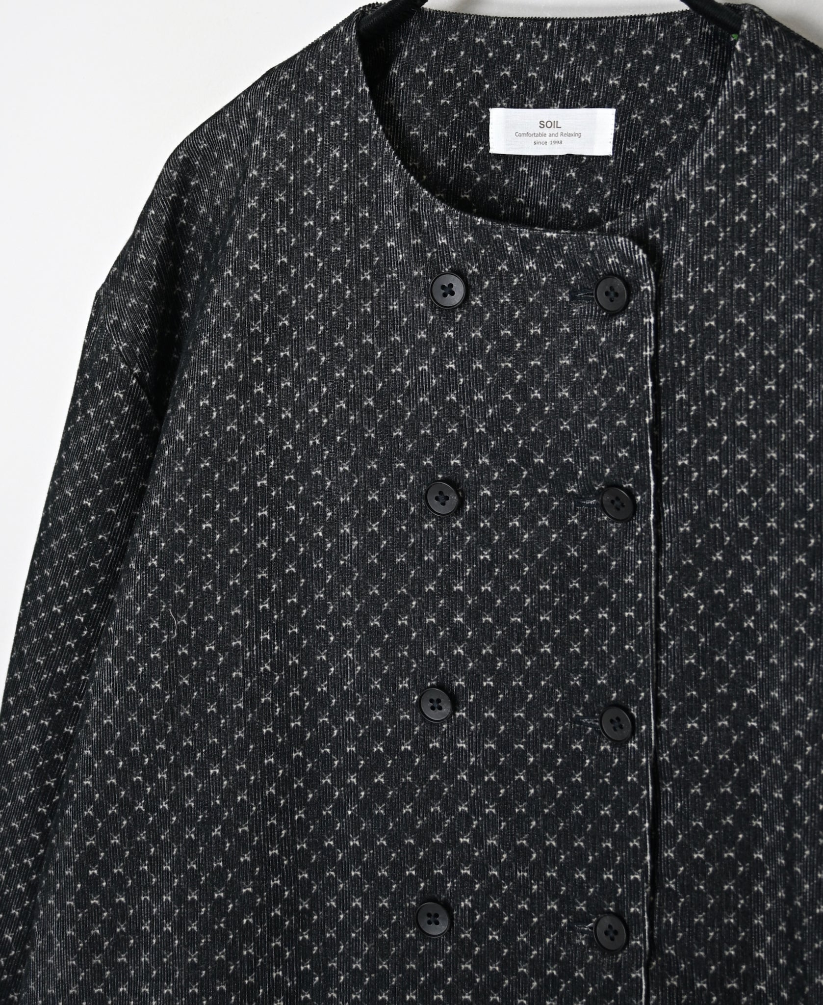 NSL26581 MINI CORDUROY CROSSHATCH PRINT NO COLLAR DOUBLE JACKET
