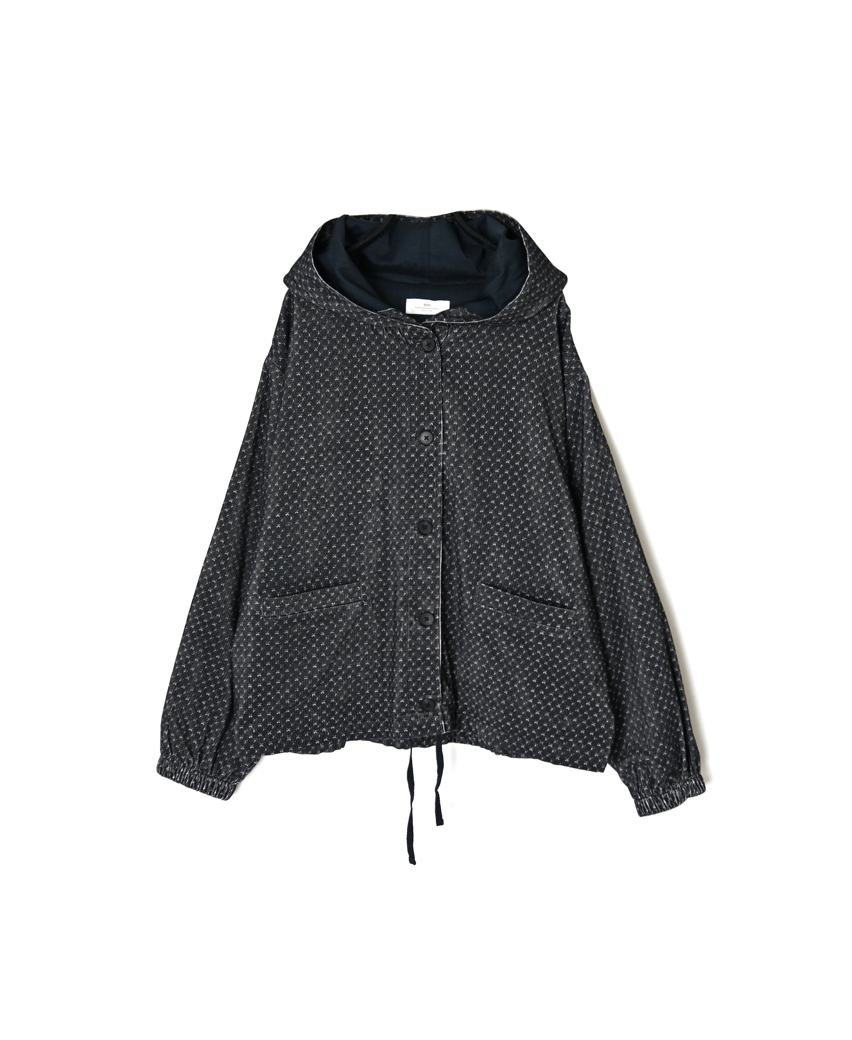 NSL26582 MINI CORDUROY CROSSHATCH PRINT HOODED BLOUSON