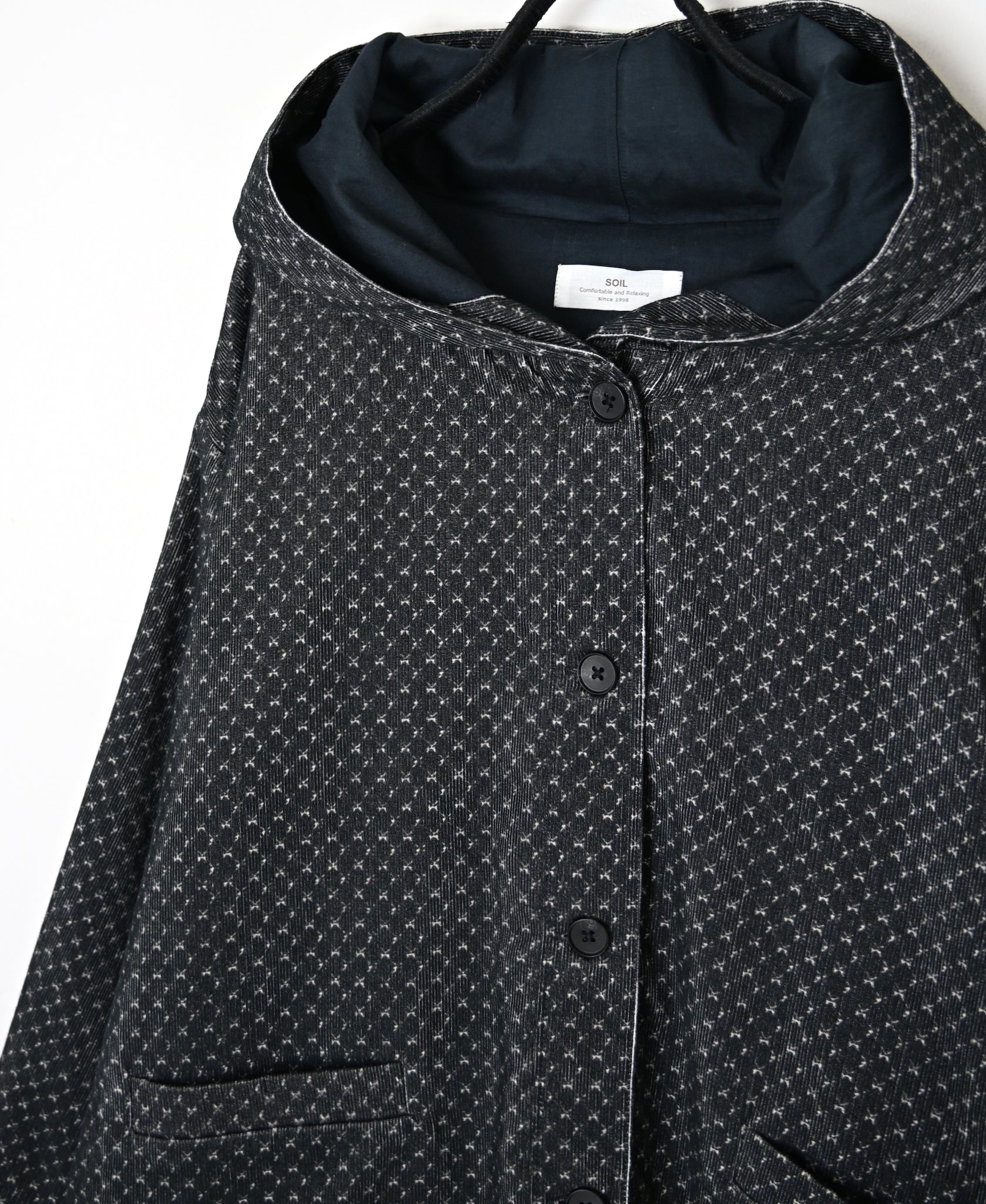 NSL26582 MINI CORDUROY CROSSHATCH PRINT HOODED BLOUSON