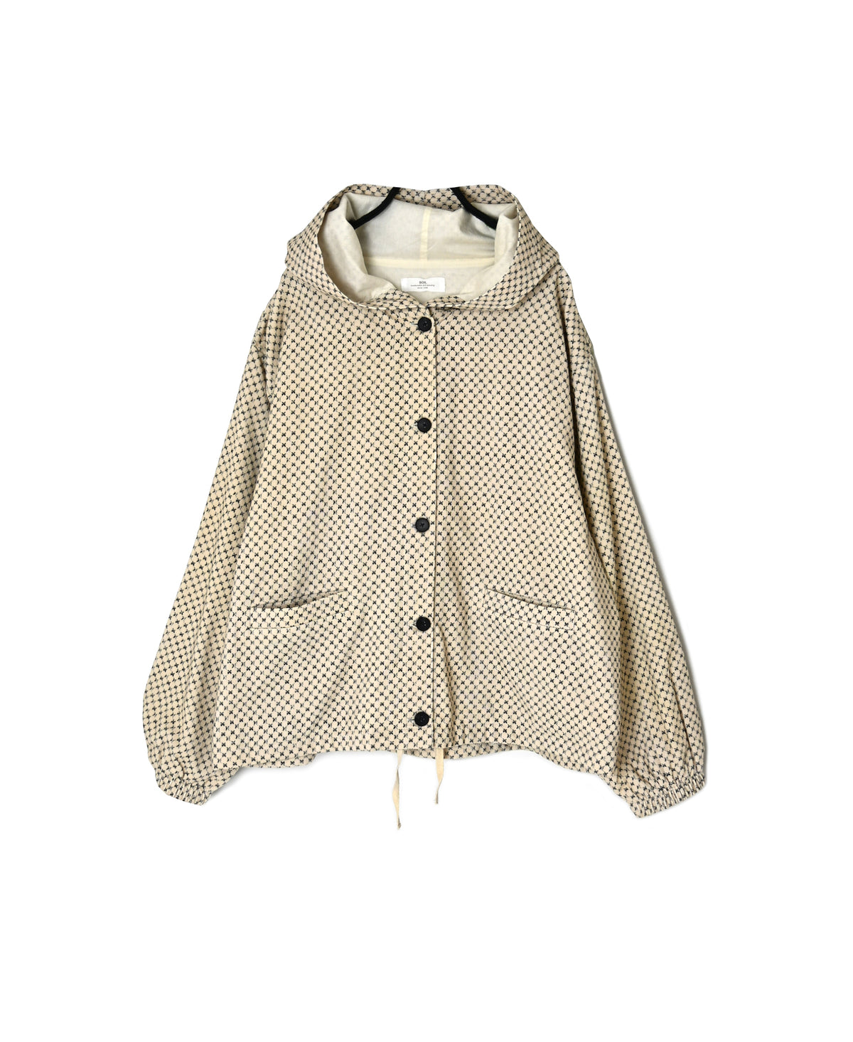 NSL26582 MINI CORDUROY CROSSHATCH PRINT HOODED BLOUSON