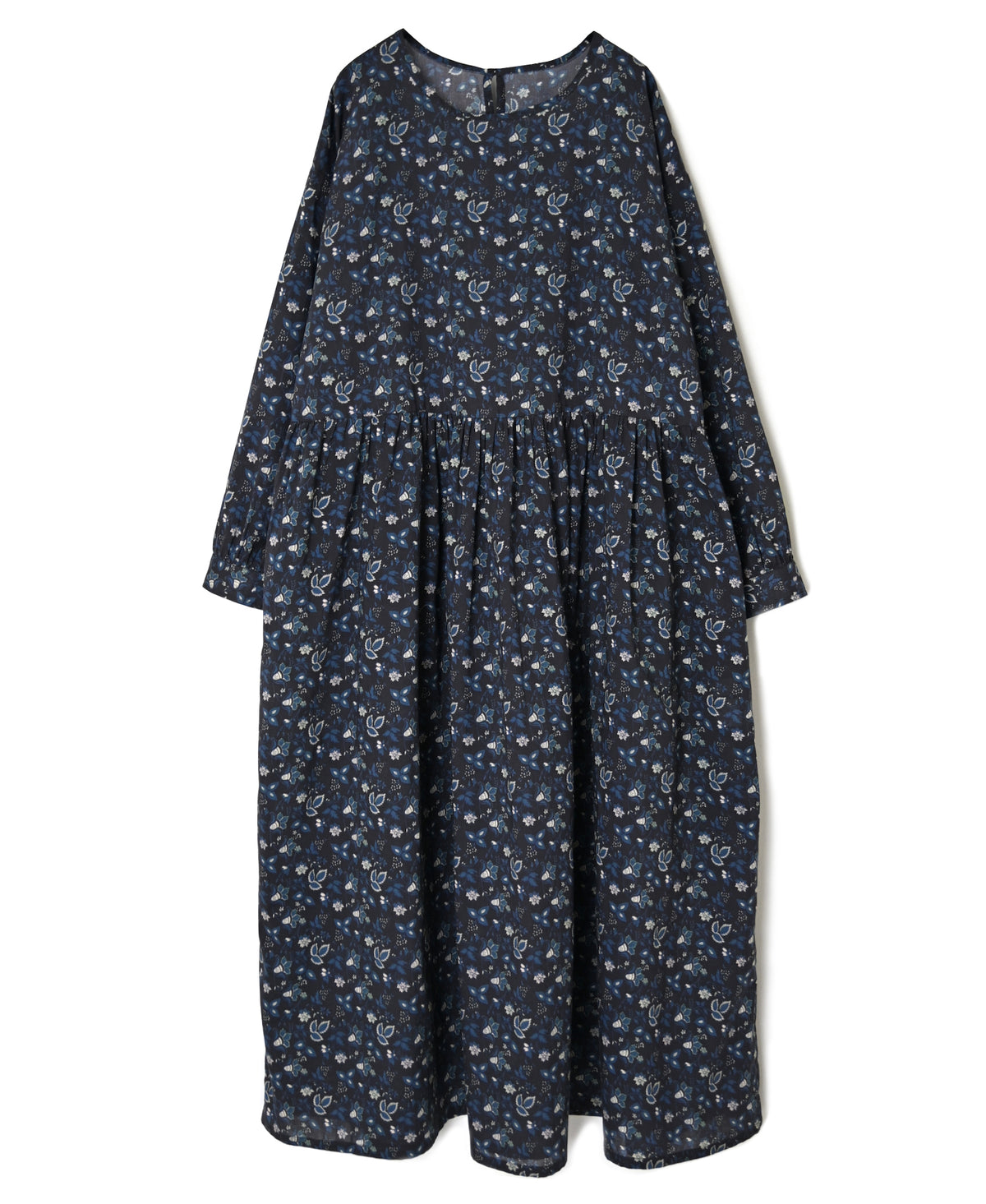 NSL26593 60s COTTON CAMBRIC FLOWER PRINT CREW NECK PULLOVER DRESS