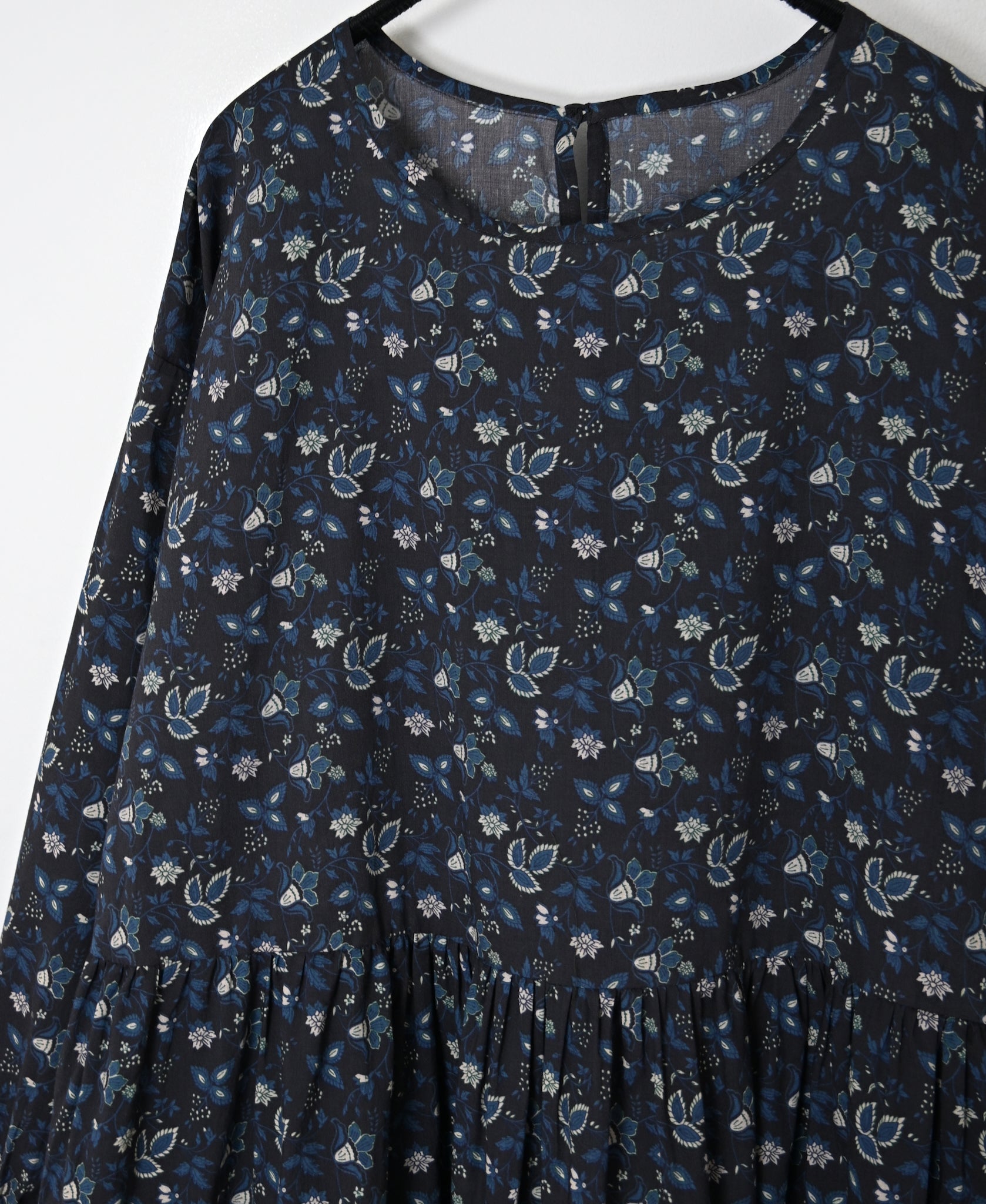 NSL26593 60s COTTON CAMBRIC FLOWER PRINT CREW NECK PULLOVER DRESS