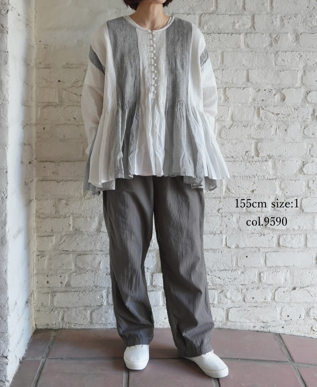 MDSH2483D 80s ORGANIC COTTON  ( BIG CHECK x SMALL CHECK ) OVERDYE EASY PANTS WITH LINING