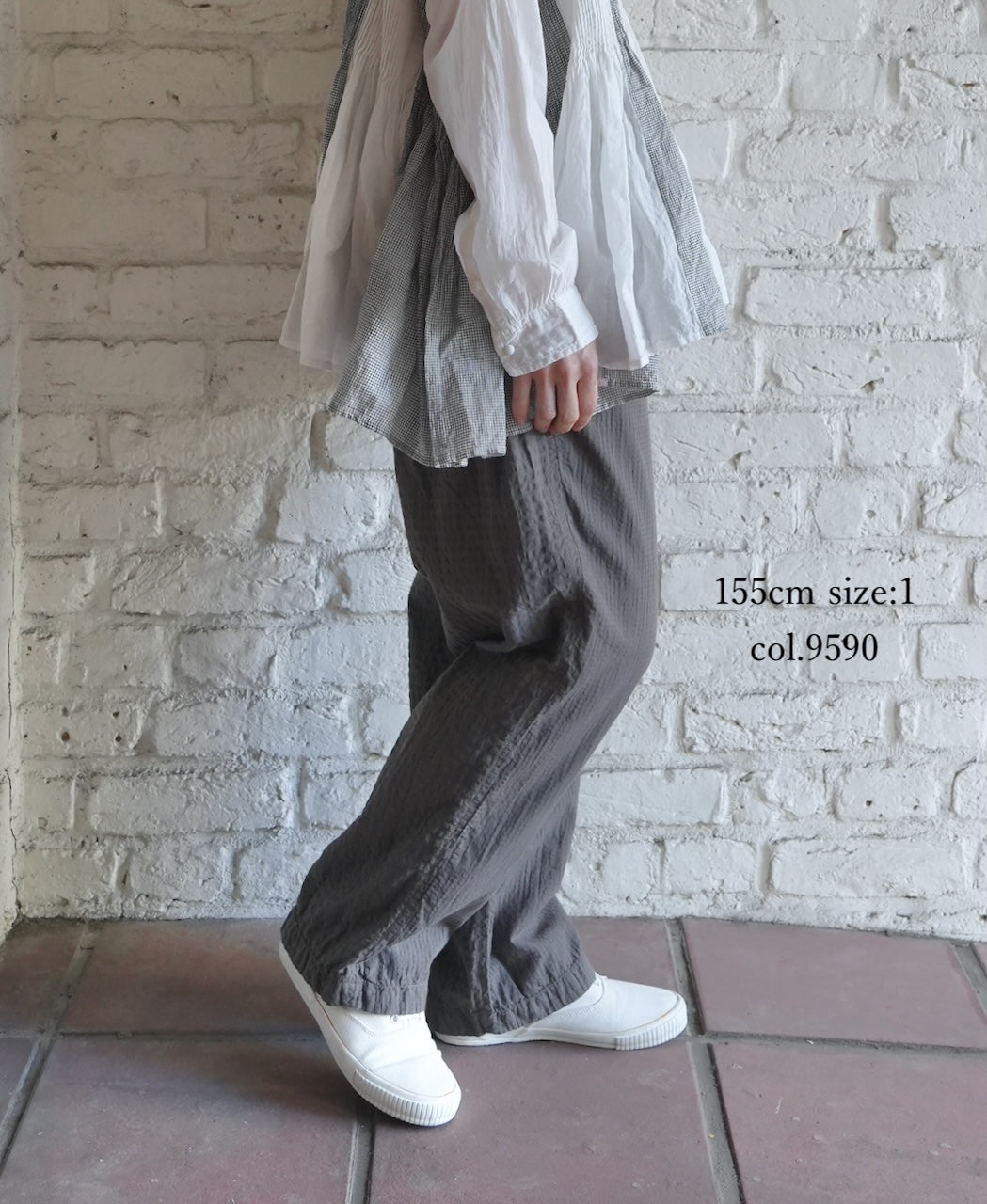 MDSH2483D 80s ORGANIC COTTON  ( BIG CHECK x SMALL CHECK ) OVERDYE EASY PANTS WITH LINING