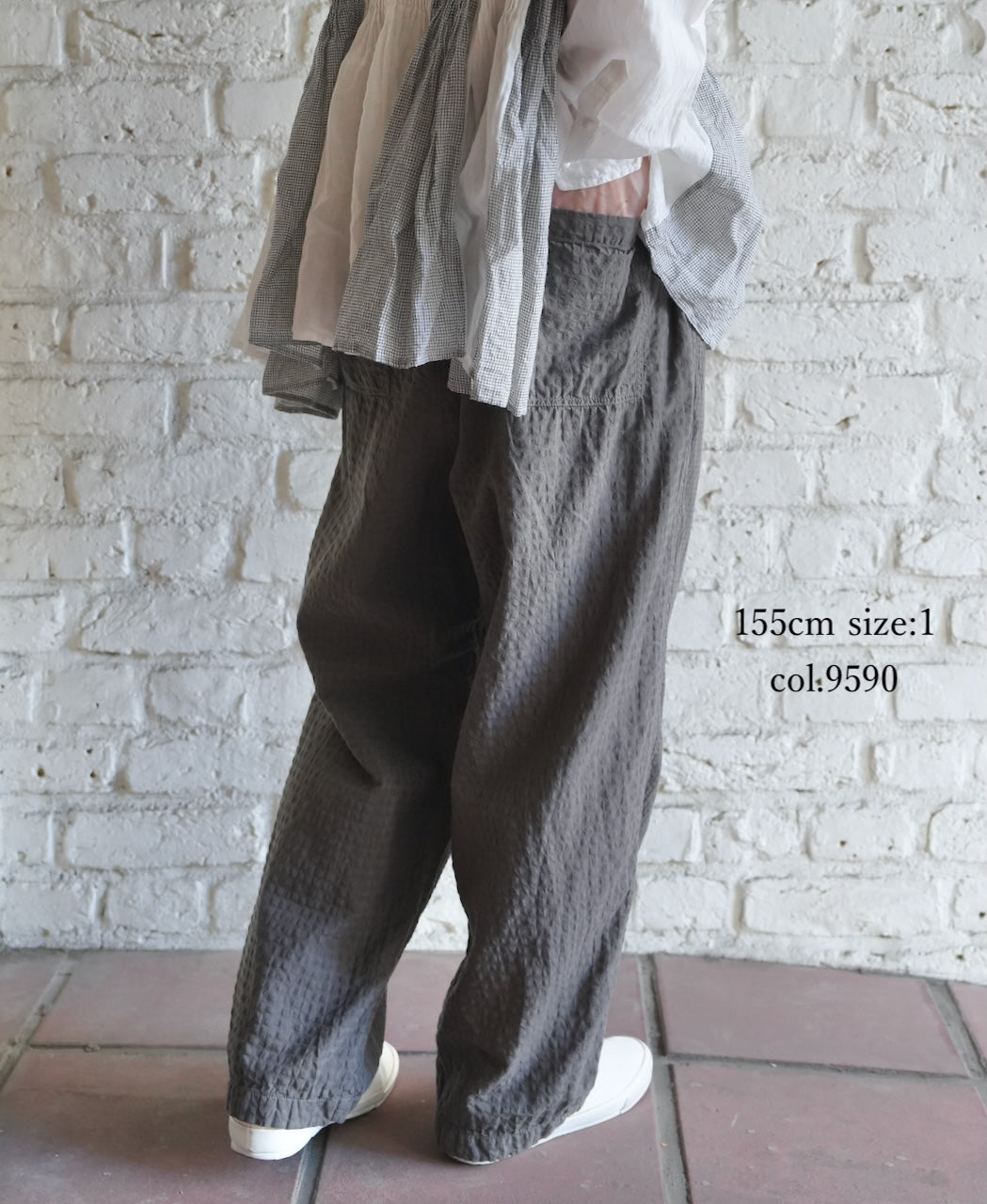 MDSH2483D 80s ORGANIC COTTON  ( BIG CHECK x SMALL CHECK ) OVERDYE EASY PANTS WITH LINING