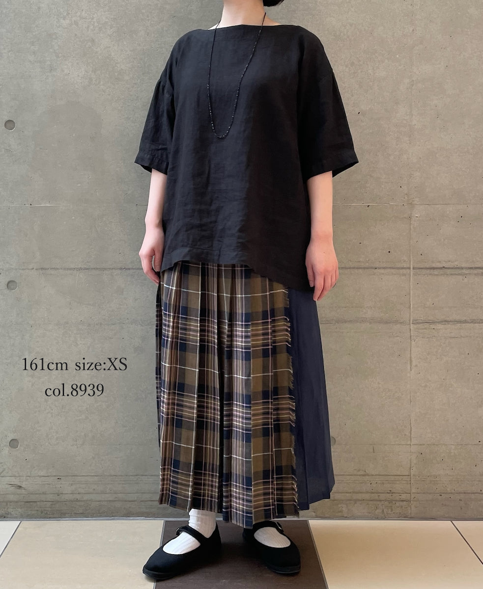 NOD2501PW ILISH LINEN LOW WAIST PLEATS WRAP SKIRT LENGTH 80cm