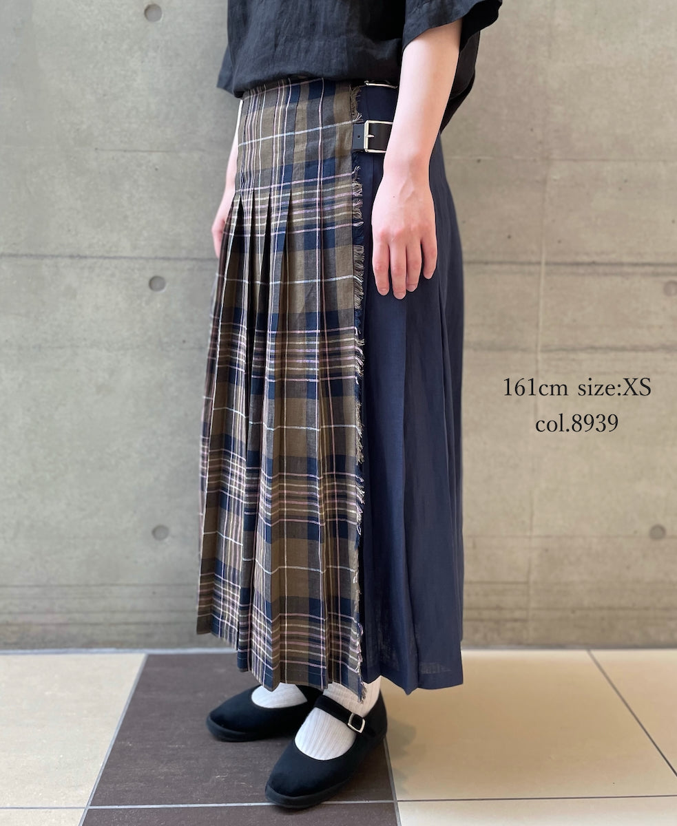 NOD2501PW ILISH LINEN LOW WAIST PLEATS WRAP SKIRT LENGTH 80cm
