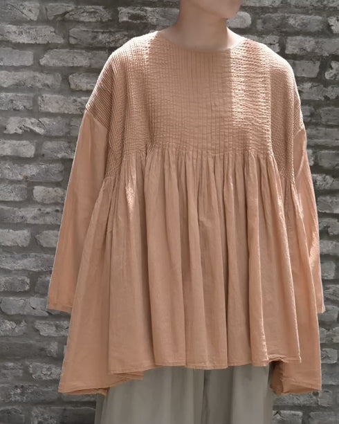 NMDS26511D 80s ORGANIC VOILE STRIPE (OVERDYE) CREW-NECK 3/4 SL