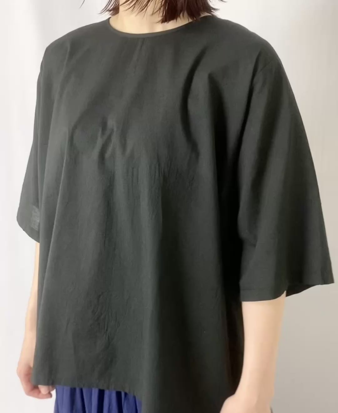 NSL26006 60s CAMBRIC PLAIN BACK OPENING SMOCK